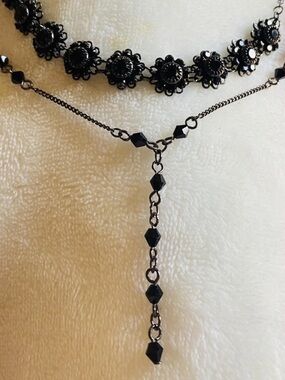 2 + (1 Free) Black Victorian Layered Gothic Style Bellagio Crystals Rosary